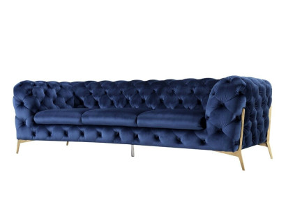 Sofa Chesterfield Couch Upholstery XXL Suite Textile 3+3 designer Couches Blue